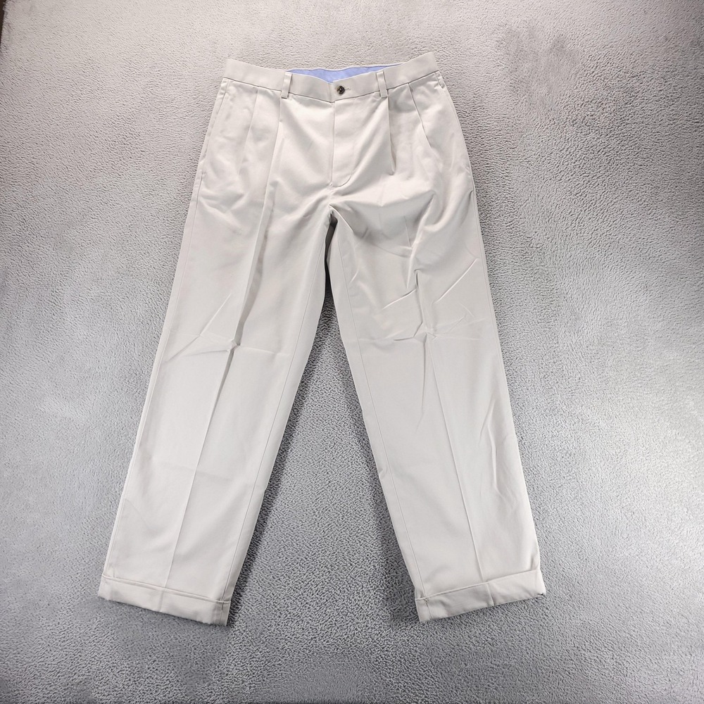 Brooks Brothers Pants Mens 33x30 Beige Advantage Chino Elliot Pleated Cuffed